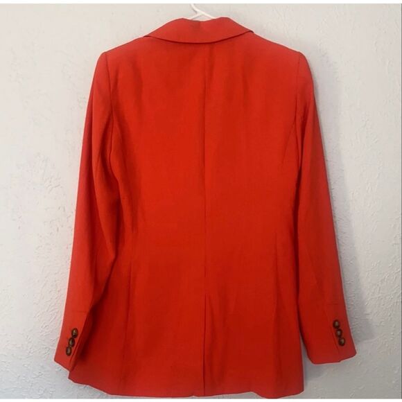 TopShop Womens Size 4 Oversized Long Blazer Jacket Bright Orange Career Fall NWT - Picture 2 of 9